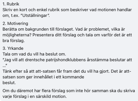 Att skriva motion i tre steg:
© Marlen Jonsson Nord